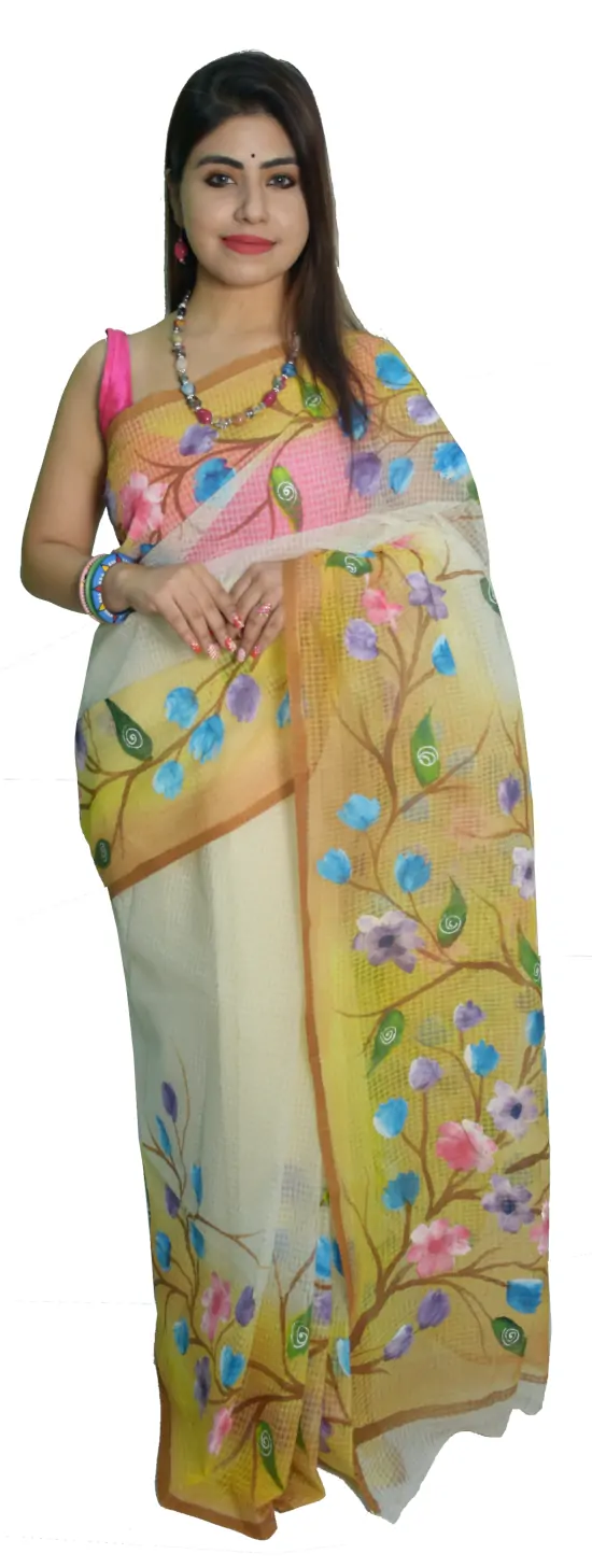 Hand Painted Resham Kota Multicolor Saree