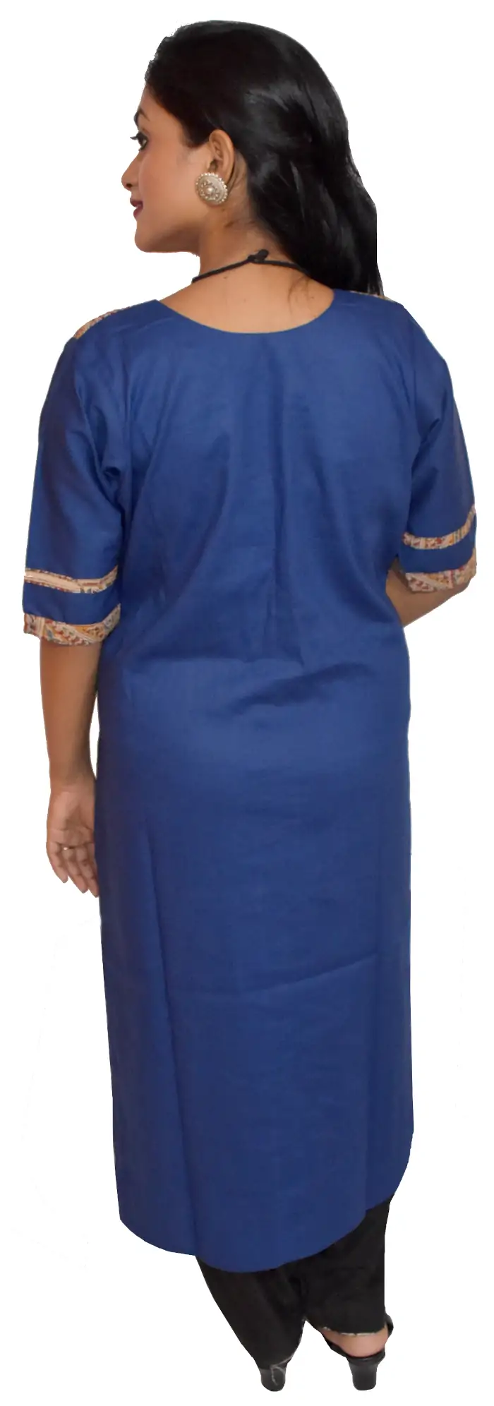 Pure Cotton Navy Applique A-Line Kurti