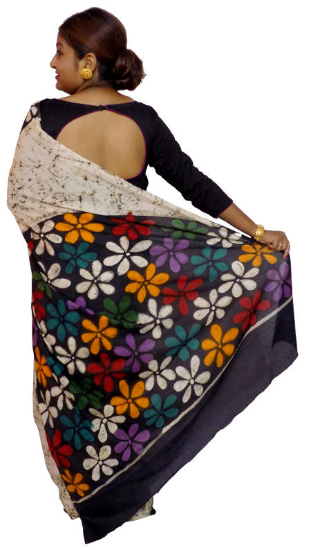 Hand Batik Pure Multicolor Cotton Saree