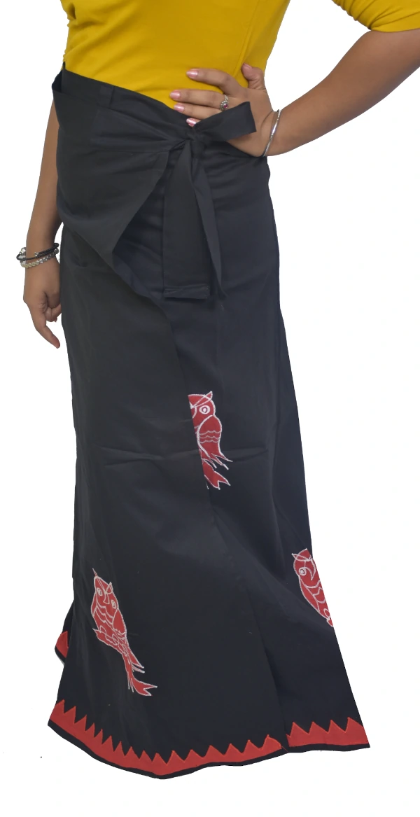 Pure Cotton Applique Black Wrap Around Skirt