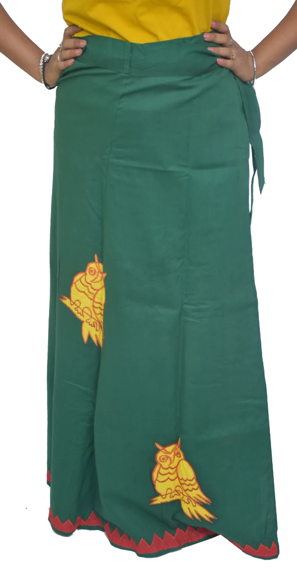 Pure Cotton Applique Red Wrap Around Skirt