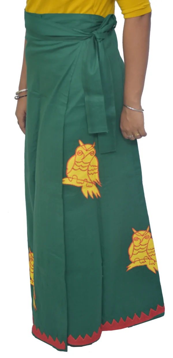 Pure Cotton Applique Green Wrap Around Skirt