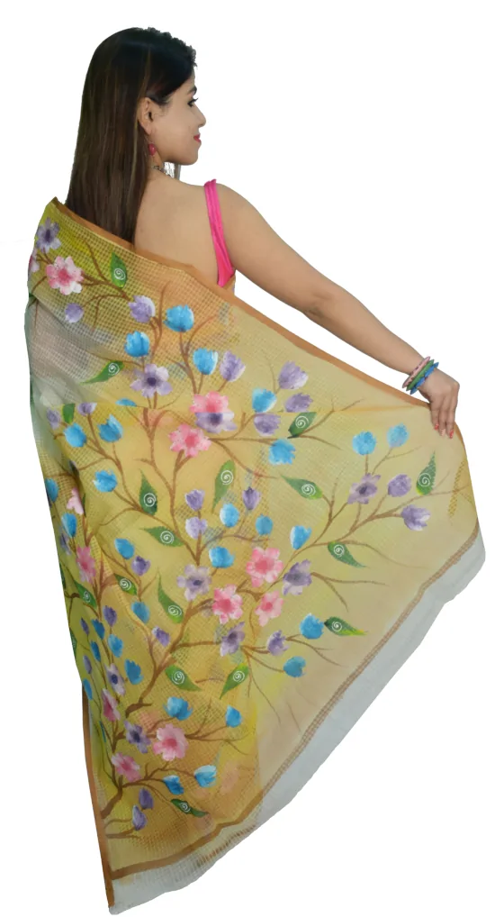 Hand Painted Resham Kota Multicolor Saree